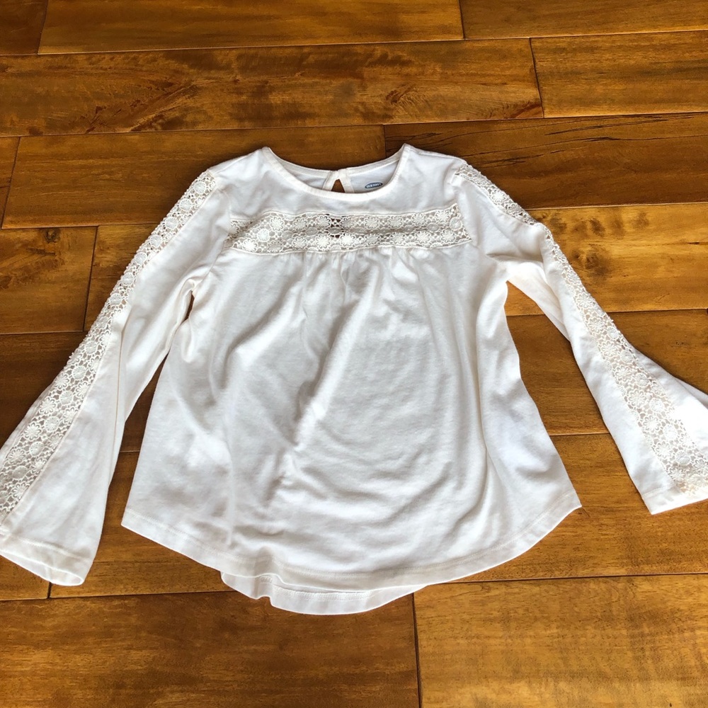 Girls cream colored crocheted accent top